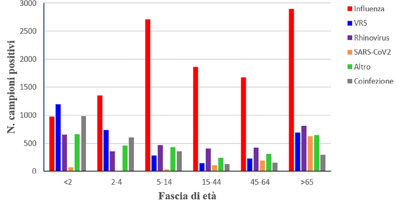grafico su quanto incida l'influenza sulle varie fasce d'età