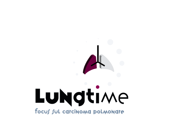 Immagine polmoni di cui uno viola con scritta Lung time